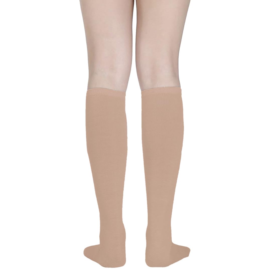 MUKHAKSH (Pack of 2 Pairs = 4 Socks Women Cotton Beige Knee Length Knee High Socks - Image 2 thumbnail