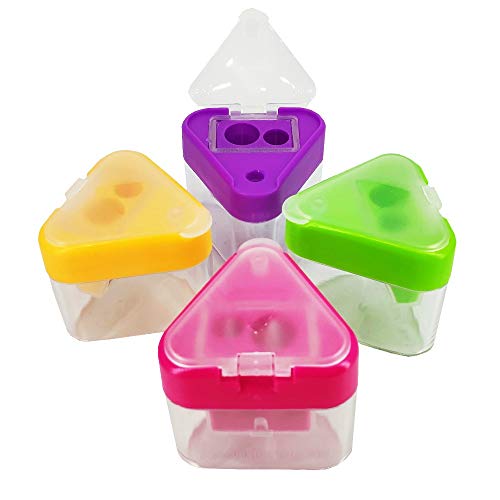 Pencil Sharpener, Manual Pencil Sharpeners With Cover for Kids Students Adults, Handheld Pencil Sharpeners for Colored Pencils, Double Holes Sharpener for Standard And Jumbo Color Pencils