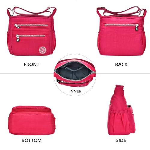 Women Crossbody Bag Multi Pocket Casual Messenger Bag Nylon Shoulder Handbag Waterproof Ladies Travel Purse2