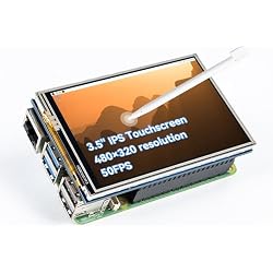 SunFounder 3.5 Inch 480x320 Touch Screen IPS LCD SPI Display Monitor with Stylus for Raspberry Pi 5/4B/Pironman 5/Max, 50 FPS, 65K Colors, 40pin, Trixie, Ubuntu, Kali Linux, RetroPie
