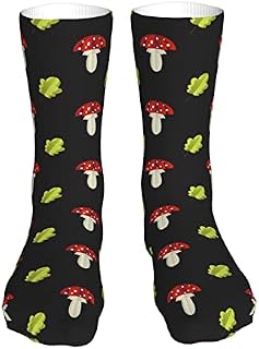 883 Compression Socks Mushroom Pattern Sports Socks Breathable Crew Socks Soft Calf Socks For Walking Jogging Trekking 40cm