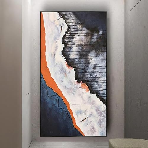Peinture abstraite sombre HOLEILUCK pour décoration murale grand salon contemporain