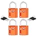 Orange 4 Pack TSA Approved Luggage Locks Ultra-Secure Dimple Key Travel Locks with Zinc Alloy Body