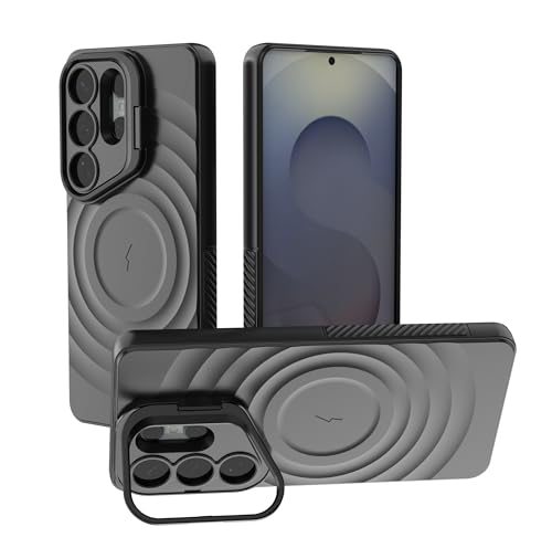 Image of LuxuryKase Shockproof Case for Samsung Galaxy S26 Ultra | Ripple Pattern | Camera Protection | Inner Velvet Fabric Lining | Protective Cover with Enhanced Grip & Wireless Charging Support - Black