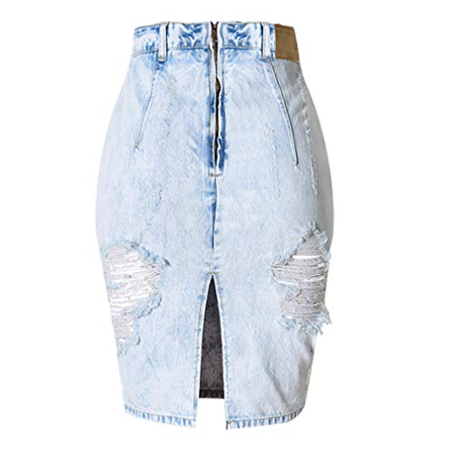 Chowsir Women Vintage High Waist Back Split Bodycon Midi Pencil Denim Jean Skirt3