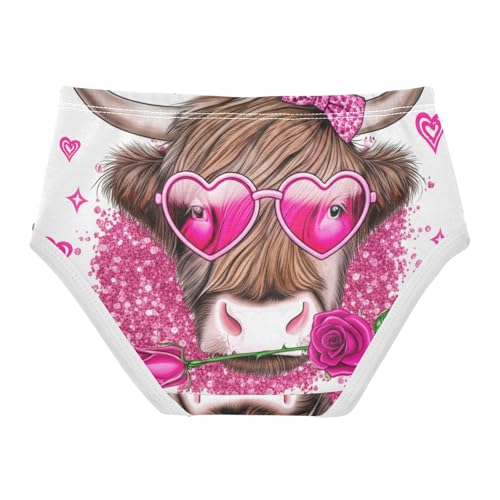 Cute Highland Cow Pink Glasses Little Girl Panties Girls Underwear Toddlers Cotton Animal Briefs Underpants 2t2
