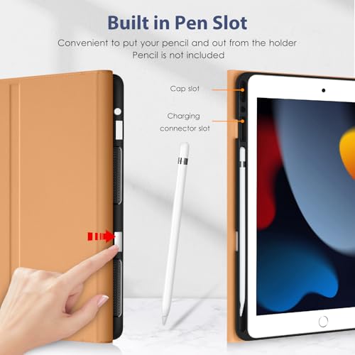 Image of DTTO for iPad 9th /8th /7th Generation 10.2 Inch Case 2021 /2020 /2019 with Keyboard, 7 Colors Backlit Wireless Detachable Keyboard Premium Leather Folio Cover with Pencil Holder & Pocket, Navy Blue