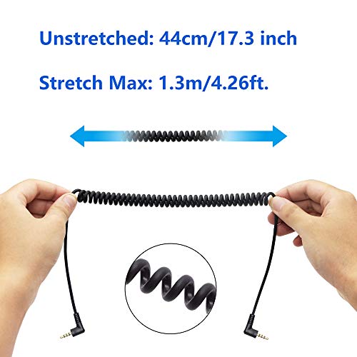 Cable de audio AUX enrollado Jack 3.5mm macho a macho 1.3 m miniatura 4