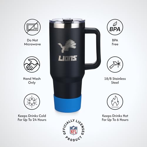 Image of The Memory Company NFL 40oz Game Day Tumbler - Premium Stainless Steel Double-Wall Vacuum Insulated Travel Cup with Removable Silicone Base , Laser Engraved Team Logo, Hot & Cold Drinks
