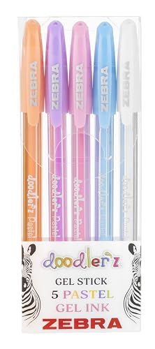 Set de 5 bolígrafos gel pastel Zebra Pen Doodler'z