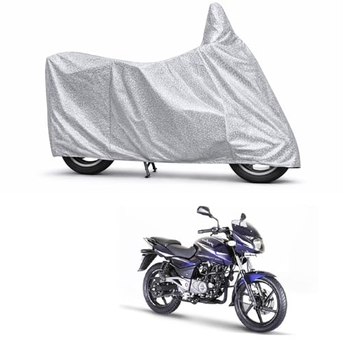 Image of 100% Waterproof Two Wheeler Body Cover Multi Layered Fabric Designed for Bajaj Pulsar 180 | Belt Buckle Lock | Silver Mag
