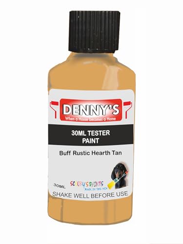 SCOOBYS PAINTS BACK IN THE MIX Chalk Emulsion Matt Paint, Water-Based, No Primer Required, For Walls and Furniture Tan, Yellow, (Buff Rustic Hearth Tan, 30ml Colour Tester)
