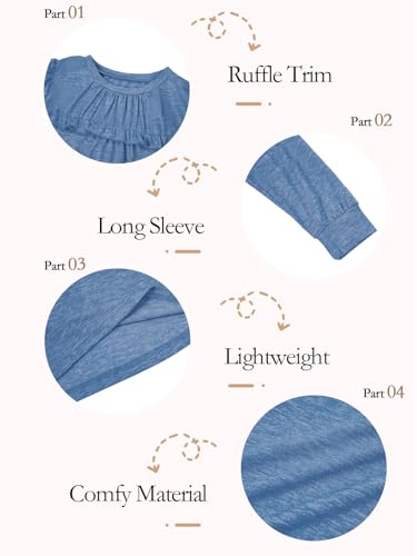 Image of Haloumoning Girls Crew Neck T Shirts Peplum Babydoll Tops Tees 4-15 Years | Girls T-Shirts, Casual Loose Tunic Tops, Cute Ruffle T Shirts, Short Sleeve Shirts, Long Sleeve Blouse