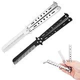 Gobesty Butterfly Kamm, 2 Stück Schmetterlings-Kamm, Klappkamm Praxis, Trainings Kamm, Faltbarer Taschenkamm, Butterfly Kamm Anfänger, Klappkamm Frühlings, Haar Kamm für Haar