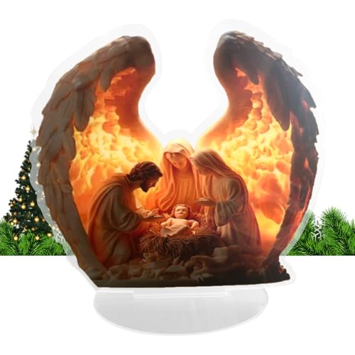 Estatua de ángel | Figura de ángel rezando – Decoración de escritorio acrílica 2D para el hogar, sala de estar, dormitorio, estantería, mantel, centros de mesa, boda