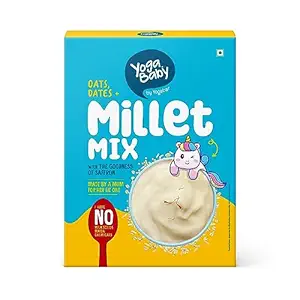 Yogababy by YogaBar Oats, Dates & Millet Mix, Healthy Porridge Mix for Infants, Kids, Children |Easy to Slurp Baby Food, Tasty Cereal for Babies, Early Food, Rich in Protein, Fibre, Magnesium, 250g