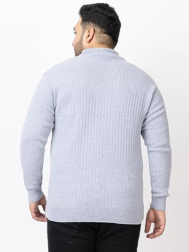 Image of Kvetoo Plus Size Men High Neck Zipper Full Sleeve Woolen Winter Sweater