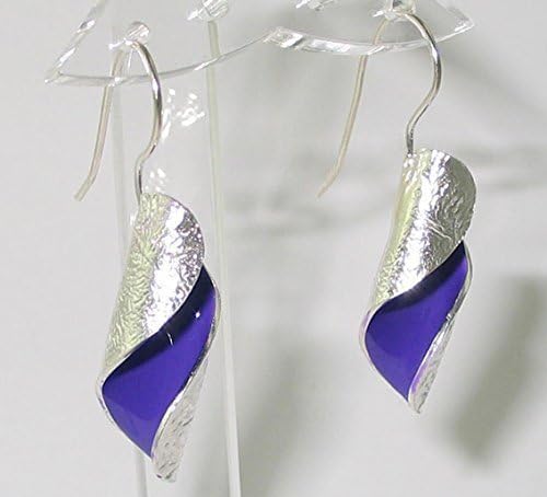 Silver and Enamel Drop Earrings