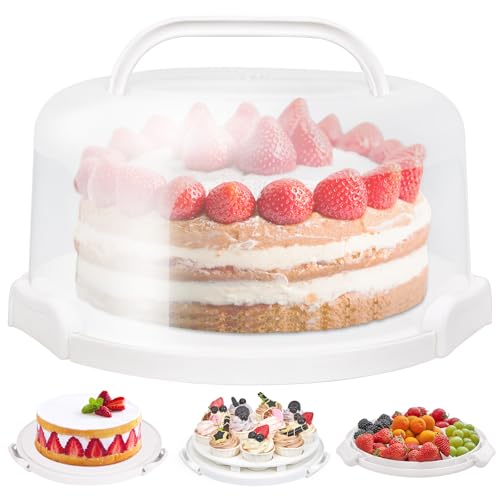Ohuhu Porta Tartas, Cajas para Tartas con Tapa para 10 pulgadas, Portátil con Base de Dos Lados para Transportar Tartas y Frutas, Gran Regalo para Mujeres
