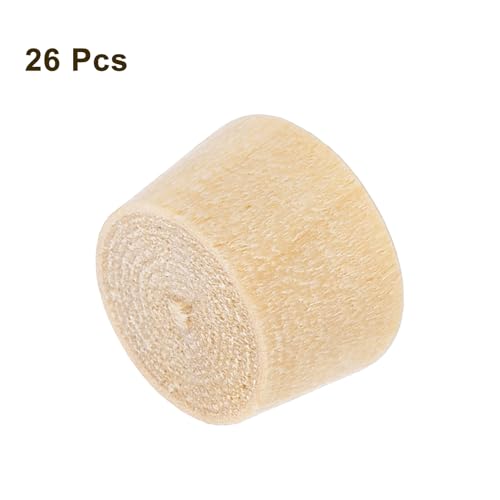 Image of uxcell 26Pcs Wood Button Plugs, 11mm /0.43 inch Flat Head Hardwood Screw Hole Plug Wooden Caps Buttons Wood Plug for Furniture Woodworking Craft Decor (12.5mm x 11mm)