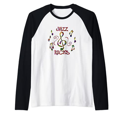 Jazz Rocks Raglan Baseball Tee, Black