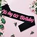 FSJJLLU ‘It's My 60th Birthday' Sash Black with Foil Pink Letters-Queen of the Party - One Size Fits All - Perfect for 60th Birthday