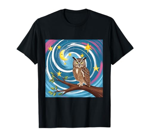 星空の枝のフクロウ Tシャツ