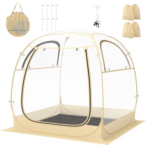 TANGZON Pop up Bubble Tent Weatherproof Instant Sports Tent with Carrying Bag Floor Mat Portable Outdoor Clear Shelter for Events Fishing Camping Cheering (183 x 183 x 165 cm)