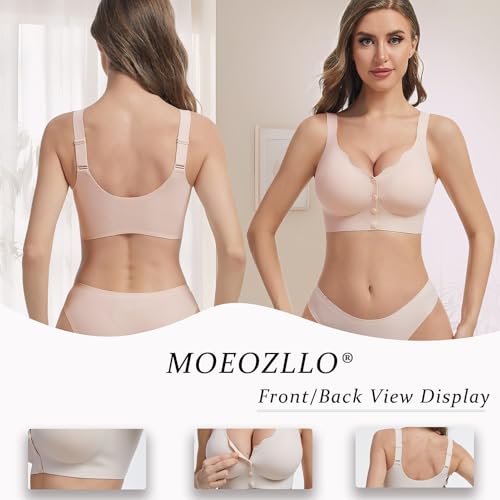 Front Closure Bras for Women No Underwire Padded Wireless Comfort Full Coverage Bra Seamless Mastectomy Bras3