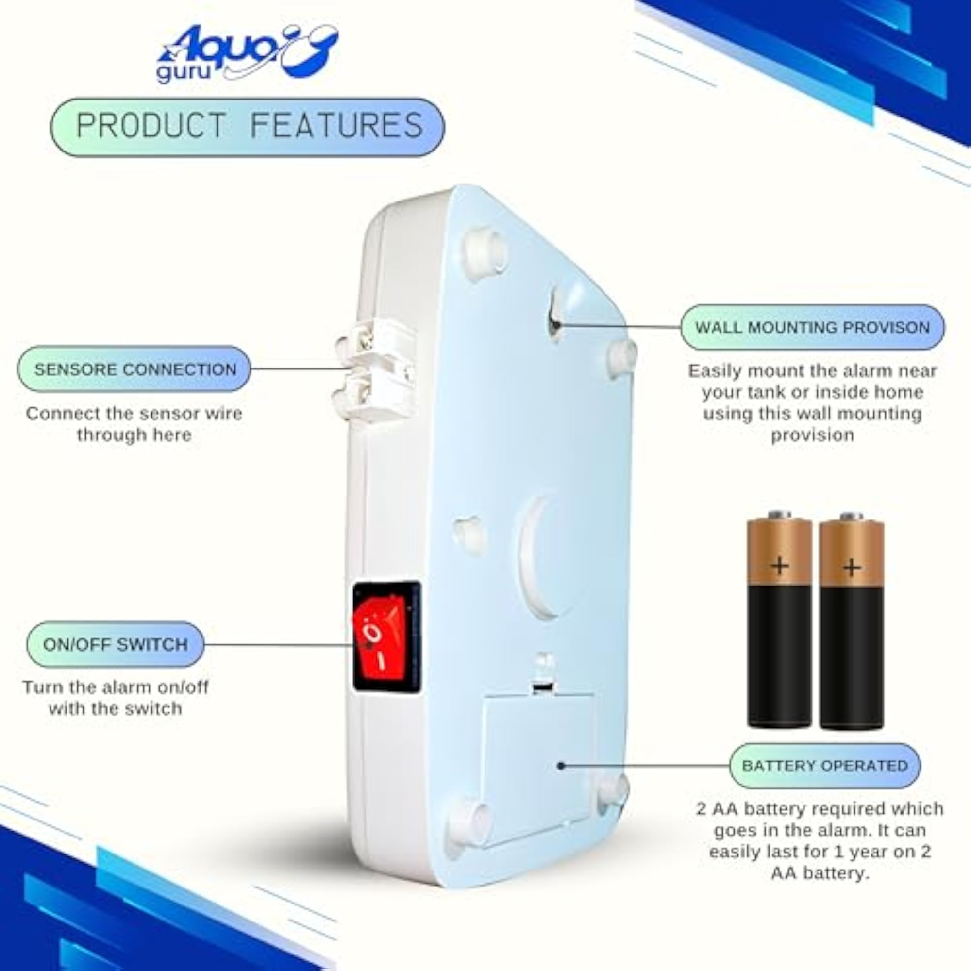 Water Tank Overflow Alarm with 15 Meter Wire