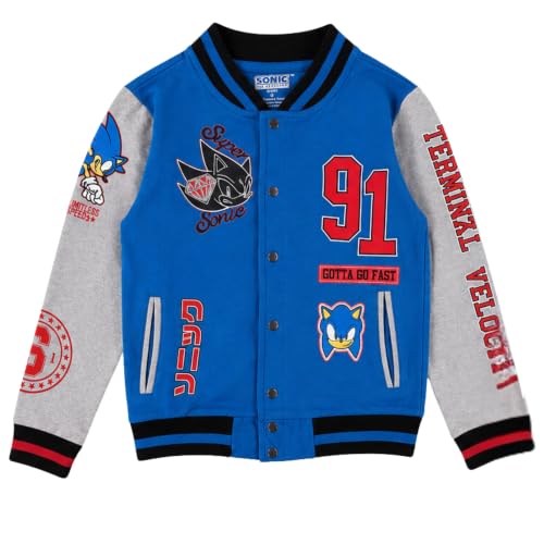 Image of SEGA Boys' Sonic The Hedgehog Varsity Jacket- Sonic, Tails, Shadow and Knuckles Little Boys Sizes 4-18