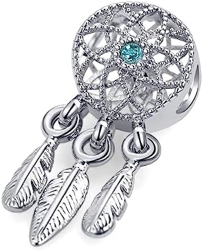 LSxAB Dream Catcher Charm With Feather Tassels Compatible with Pandora Charms Bracelets