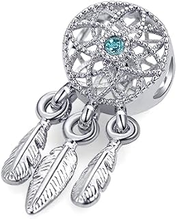 LSxAB Dream Catcher Charm With Feather Tassels Compatible with Pandora Charms Bracelets