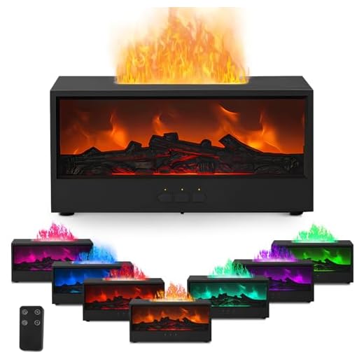 Difusor de Aceites Esenciales con Llama 3D, 150ML Humidificador de Aire para Dormitorio con Chimenea LED, 7 Colores de Llama, Difusor de Aroma para Chimenea con Control Remoto para Oficina en Casa