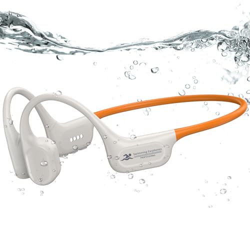 Image of Full-Coverage Liquid Silicone Swimming Headphones, IP68 Waterproof Underwater Headphones, Bluetooth 6.0&MP3 with 32GB Memory Card, Soft /Skin-Comfortable Open Ear Bone Conduction Swim Earbuds