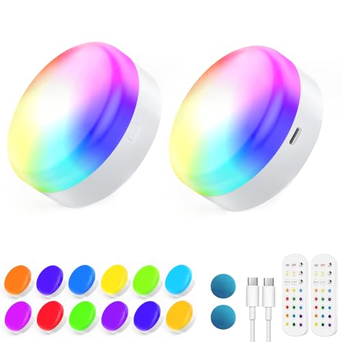 LABOREDUCER Bombillas de 3000 mAh con batería regulable, 12 RGB+CCT que cambia de color, bombillas LED E26 no cableadas para dormitorio, lámpara de pared, lámpara de mesa (2 unidades) (RGB)