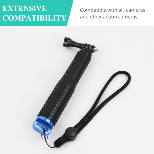 Impermeable Monopod Grip de Mano, Camara Deportiva Palo Telescópico, Palo Selfie Monopié Extensible para Cámara de Acción, Longitud Extensible 19-49 cm, Azul - imagen 4