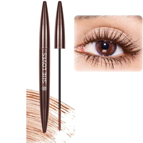 Waterproof Brown Volume Mascara For Sensitive Eyes, Non Smudge Cruelty Free Lengthening False Lash Effect, Hypoallergenic With Fine Brush