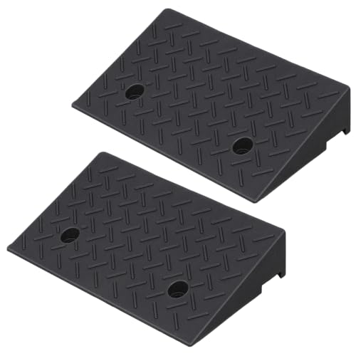 Rampas antideslizantes para umbral de 7000 lb de capacidad, juego de 2, para automóviles, sillas de ruedas, motocicletas, entrada de garaje o patio, rampas de borde de caucho resistente, altura de 6 pulgadas, color negro miniatura 1
