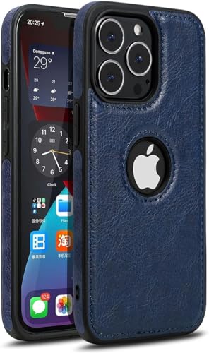 Image of mobistyle Designed for iPhone 15 Pro Leather case | Thin Flexible Soft Grip | Luxury Vgean PU Leather | Back Cover Case for iPhone 15 Pro (Blue)