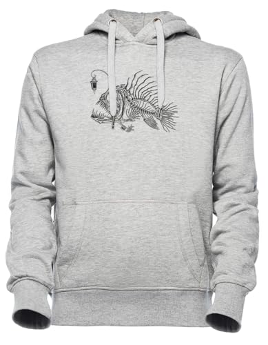 Sweat à capuche homme femme Angus The Anglerfish Luxogo hoodie gris unisexe