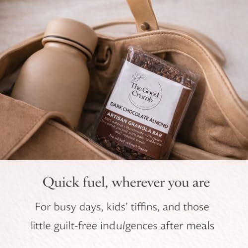 Image of The Good Crumb Dark Chocolate Protein Granola Bars | Box of 6 bars I Made with Real Dark Chocolate, Oats, Almonds, Seeds, Nuts & Cranberries I No Refined Sugar | Gluten-free I Each bar weighs approx 40g I handcrafted in small batches