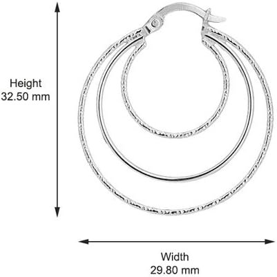 Vanbelle Sterling Silver Jewelry Textured Bali Hoop Earring with Rhodium Plating for Women - Handcrafted and Light-weighted - Image 3