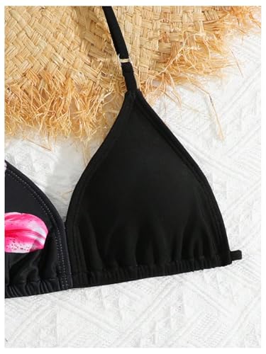 Image of RoseSeek Girl's 3 Piece Cute Bowknot Bathing Suit Halter Triangle High Waisted Swimsuit with Beach Cover Up Skirt