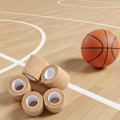 Image of Self Adhesive Bandage Wrap, 6 Pack, 5CM * 4.5M, Cohesive Bandages, Medical Wrap, Elastic Bandage Wrap, Self Sticking Bandage Tape (Skin Color)