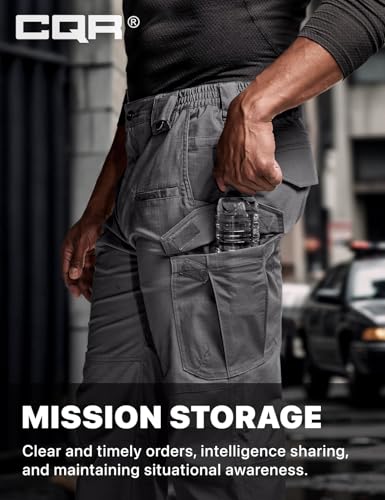 Image of CQR Men's Flex Stretch Tactical Pants, Water Resistant Ripstop Cargo Pants, Lightweight EDC Outdoor Work Hiking Pants