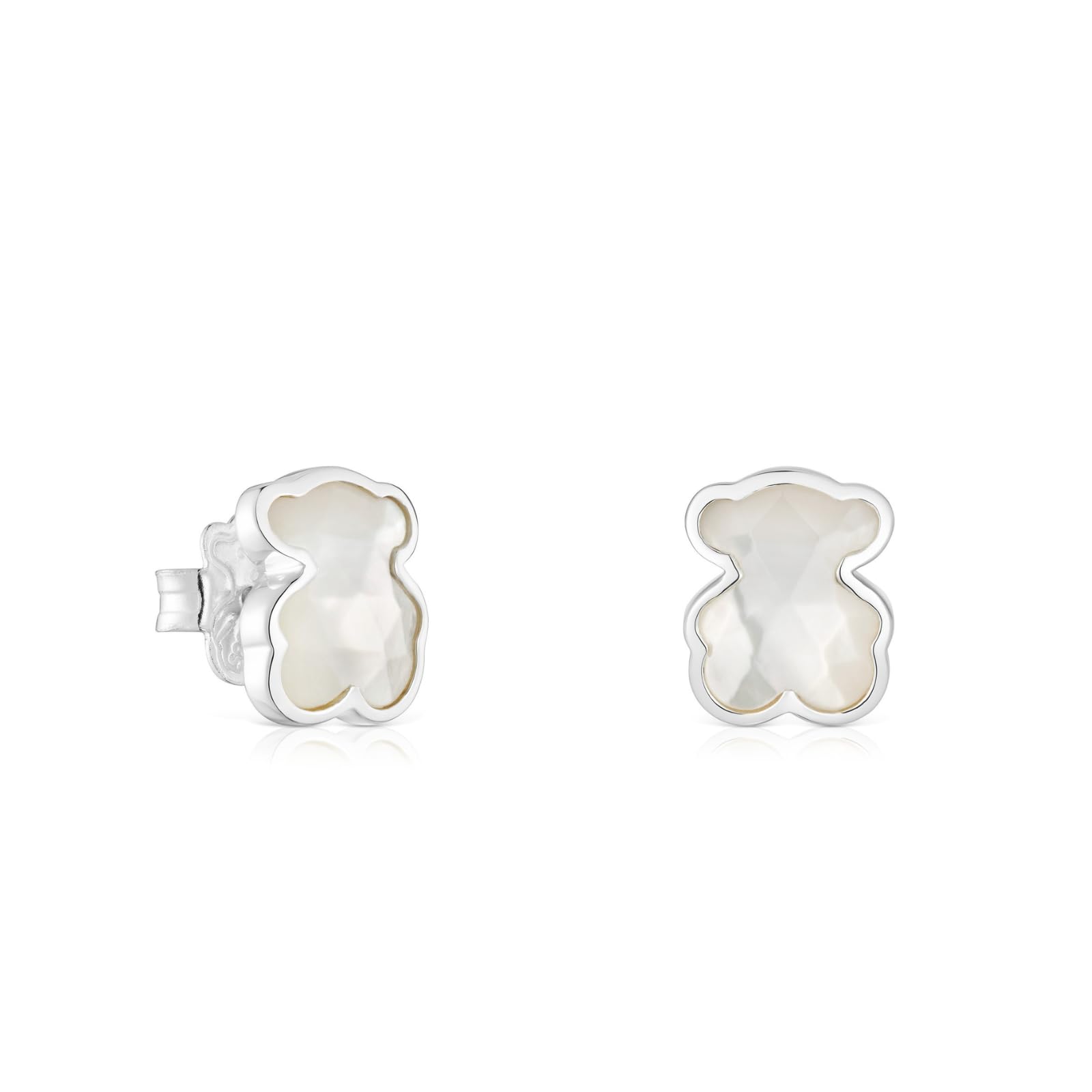 TOUS Pendientes de Plata de Primera Ley para Mujer con Oso en Nácar de 10mm, Icon Color