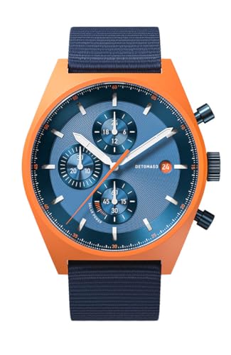 DeTomaso D10 Chrono SOLAR ORANGE Blue Orange Blau Herren-Armbanduhr Analog Solar Armband Blau