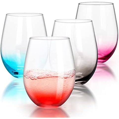 Gutsdoor Wine Glasses Large Stemless Wine Glasses 18.9 Ounce Set of 4 Iridescent Glasses Cover