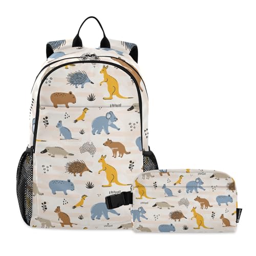 OTVEE Australia Animals Kids Backpack with Lunch Box